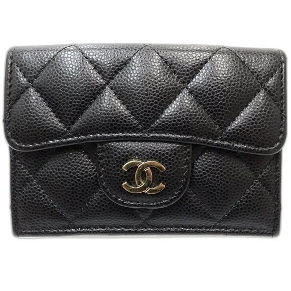 CHANEL Black Caviar Leather Logo Wallet - Picture 2 of 10